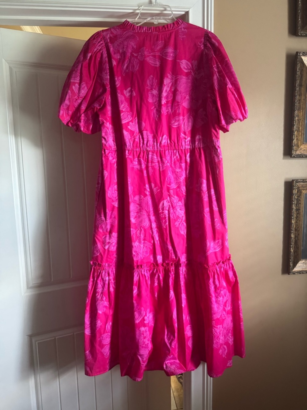 Sugarlips Hot Pink Ruffled Neck Blouse